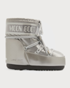 Moon Boot Icon Bicolor Lace-up Short Snow Boots In Silver