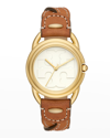 TORY BURCH THE MILLER BRAIDED LUGGAGE LEATHER WATCH