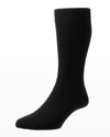 Pantherella Men's Cashmere Rib Crew Socks In Black