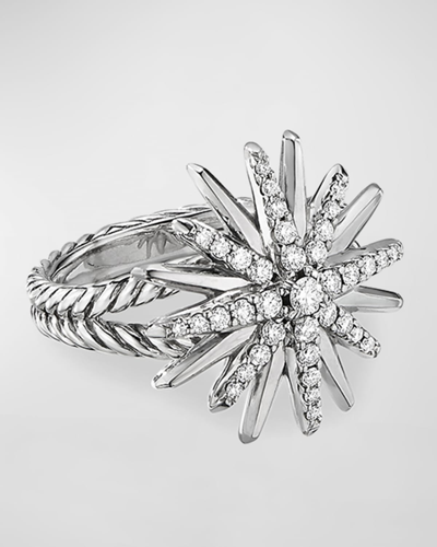David Yurman Starburst Ring In Sterling Silver With Diamonds In White/silver