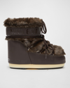Moon Boot Icon Short Faux Fur Snow Boots In Brown