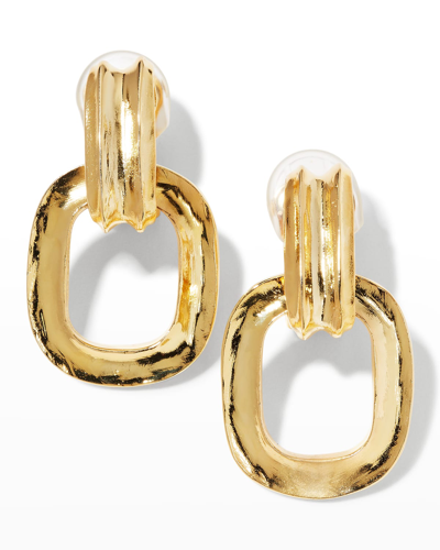 Kenneth Jay Lane Gold Rectangular Link Toggle Earrings