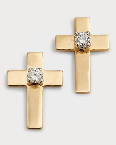 Lana Solo Mini Cross Stud Earrings In Yellow Gold