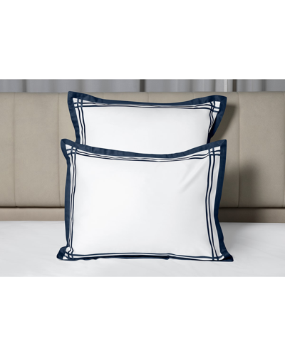 Signoria Firenze 400-thread Count Cotton Standard Sham In White/dark Blue