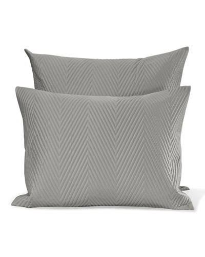 Signoria Firenze Letizia Herringbone Sateen King Sham In Silver Moon