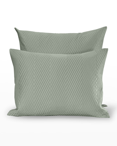 Signoria Firenze Letizia Herringbone Sateen King Sham In Silver Sage