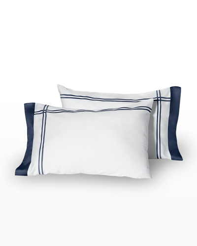 Signoria Firenze Sinfonia Pillowcases, Set Of 2 In White/dark Blue