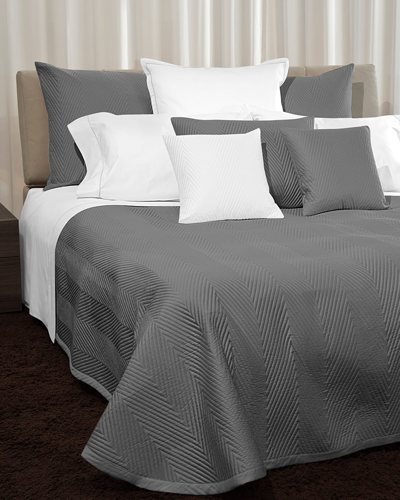 Signoria Firenze Letizia Quilted King Coverlet In Lead Grey