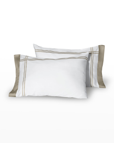 Signoria Firenze 400-thread Count Cotton King Pillowcases, Set Of 2 In White/khaki