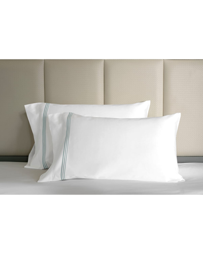 Signoria Firenze Granduca 600 Thread Count Pillowcases In White/wilton Blue