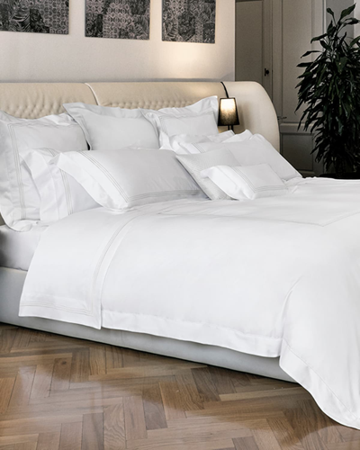 Signoria Firenze Granduca 600 Thread Count King Duvet Cover In White/white