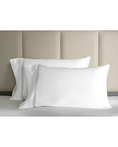 Signoria Firenze Granduca 600 Thread Count Pillowcases In White/wilton Blue