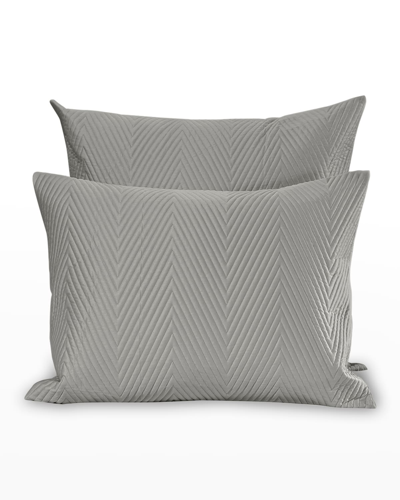 Signoria Firenze Letizia Herringbone Sateen European Sham In Silver Moon