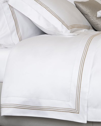 Signoria Firenze Granduca 600 Thread Count Queen Flat Sheet In White/taupe