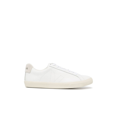 Veja White Esplar Embroidered Leather Sneakers