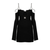 Mach&mach Women's Bow Adorned Open Shoulder Rib Knit Mini Dress In Black