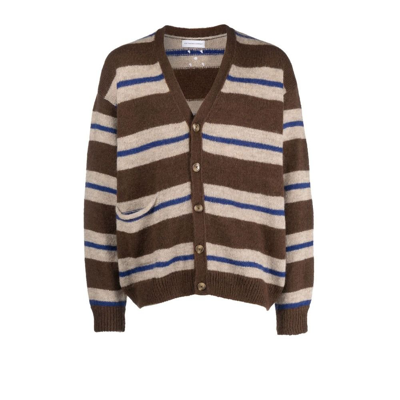 Pop Trading Company Striped Button-up Cardigan In Brown | ModeSens