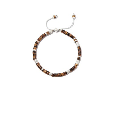 M Cohen Sterling Silver Tiger Eye Beaded Bracelet