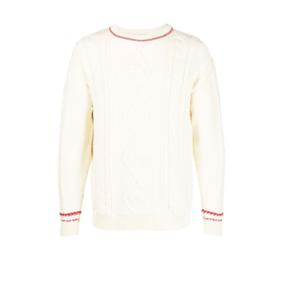 Marine Serre Neutral Cable-knit Wool Sweater In Neutrals