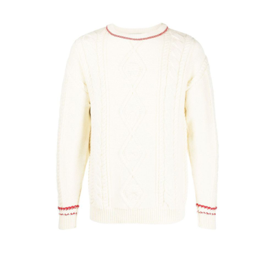 Marine Serre Neutral Cable-knit Wool Jumper In Neutrals