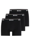 Hugo Boss Three-pack Of Stretch-cotton Boxer Briefs With Logos In Black