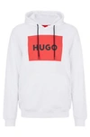 Hugo Logo-print Hoodie In French Terry In White