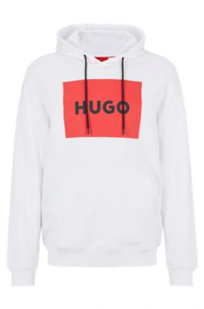 Hugo Logo-print Hoodie In French Terry In White