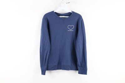 Pre-owned Life Is Good X Vintage Life Is Good Heart Spell Out Crewneck Sweatshirt Navy Blue