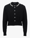 Simone Rocha Bead-embellished Wool Crop Cardigan In Black/pearl/clear