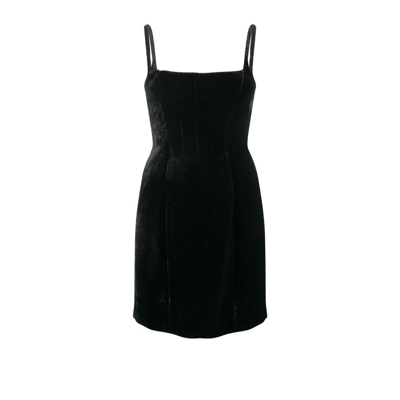Miu Miu Velvet Fitted Mini Dress In Black