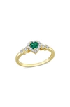 Delmar Gold-tone Cubic Zirconia Heart Shape Ring In Green