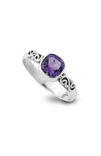 Samuel B. Sterling Silver Cushion Cut Amethyst Ring In Purple