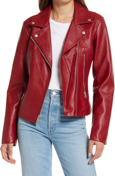 Levi's Faux Leather Moto Jacket In Deep Red