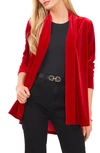 Vince Camuto Shawl Collar Velvet Cardigan In Autumn Red