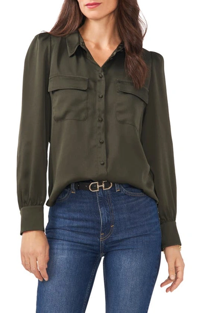 Vince Camuto Puff Sleeve Button-up Shirt In Pine Forest