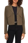 Vince Camuto Womens Notch Collar Cropped Two-button Blazer In Lt Olive