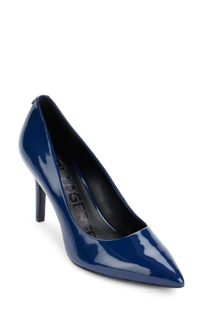 Karl Lagerfeld Women's Royale Pointed-toe Patent Dress Pumps In Midnight