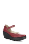 Fly London Yawo Wedge Mary Jane Loafer In Red Soft