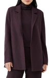 Eileen Fisher Open Front Long Wool Blazer In Cassis