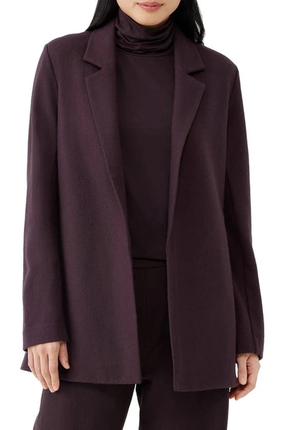 Eileen Fisher Open Front Long Wool Blazer In Casis