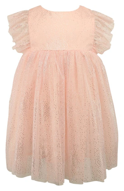 Popatu Babies' Metallic Dot Tulle Dress In Blush