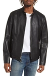 Schott Vegetable Tanned Lambskin Cafe Racer Jacket In Black