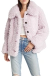 Vero Moda Elvira Faux Shearling Jacket In Pink