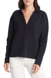 Frank & Eileen Cotton French Terry Popover Henley In British Royal Navy