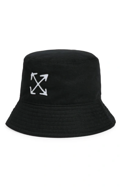 Off-white Painter Logo Embroidered Bucket Hat In Black