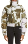 Off-white Arrow Tie Dye Down Leather Puffer Jacket In Military Lilac