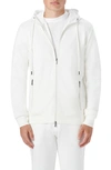 Bugatchi Stretch Cotton Zip-up Hooded Jacket In Chalk