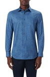 Bugatchi Men's James Tech Cotton Button-up Shirt In Teal