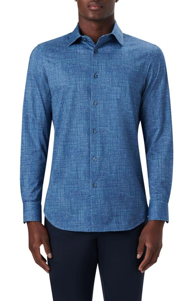 Bugatchi Men's James Tech Cotton Button-up Shirt In Teal