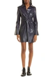 Cinq À Sept Mckenna Long Sleeve Faux Leather Dress In Navy